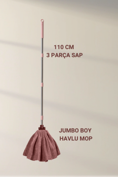 Mega Mop Sap Takımı Pembe, Mega Mikrofiber Havlu Mop + 3 Parçalı Paslanmaz Sap 110 cm 2’li Set