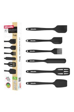Silikon Mutfak Seti 6’lı, Isıya Dayanıklı Yanmaz Yapışmaz Silikon Spatula Seti 6 Parça Siyah