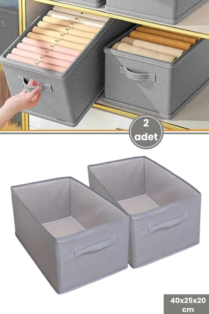 2’li Pantolon Kazak Düzenleyici Set, Elbise Kıyafet Çamaşır Saklama Kutusu Mukava Destekli (40x25cm)