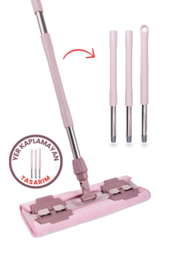 Tüm Bezlere Uyumlu Mandallı Cam Silme Mopu, Yer Duvar Fayans Silme Mopu (Yedek Mikrofiber Bez Hediyeli)