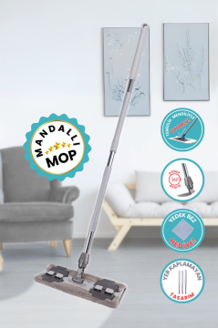 Tüm Bezlere Uyumlu Mandallı Cam Silme Mopu, Yer Duvar Fayans Silme Mopu (Yedek Mikrofiber Bez Hediyeli) Pembe