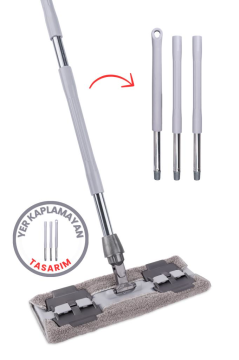 Tüm Bezlere Uyumlu Mandallı Cam Silme Mopu, Yer Duvar Fayans Silme Mopu (Yedek Mikrofiber Bez Hediyeli) Pembe