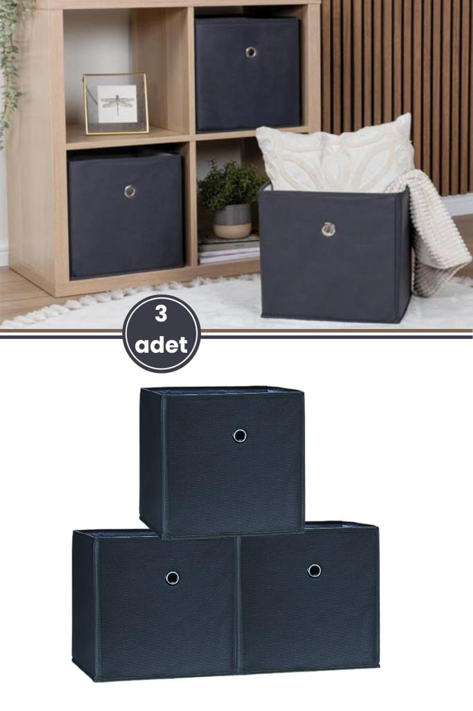 3'lü Çamaşır Oyuncak Raf Düzenleyici Set, Kapaksız Dolap İçi Saklama Kutusu (30x30x30cm) 3 Adet