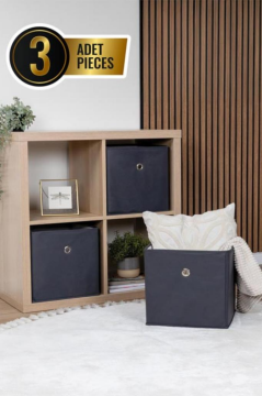 3'lü Çamaşır Oyuncak Raf Düzenleyici Set, Kapaksız Dolap İçi Saklama Kutusu (30x30x30cm) 3 Adet