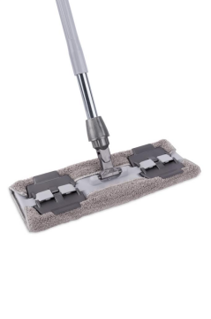 Tüm Bezlere Uyumlu Mandallı Cam Silme Mopu, Yer Duvar Fayans Silme Mopu (Yedek Mikrofiber Bez Hediyeli) Gri
