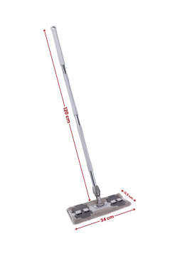 Tüm Bezlere Uyumlu Mandallı Cam Silme Mopu, Yer Duvar Fayans Silme Mopu (Yedek Mikrofiber Bez Hediyeli) Gri