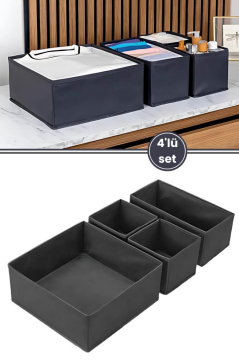 4'lü Dolap İçi Çamaşır Düzenleyici Set, Bebek Kıyafet Eşarp Çorap Sütyen Eşya Saklama Kutu Seti