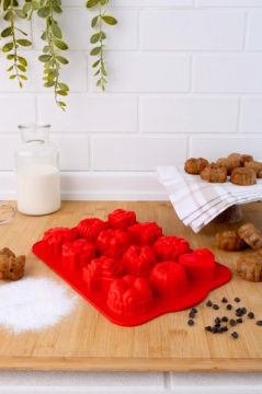 SİLİCOLİFE 12'Lİ KARMA KEK KALIBI Kırmızı