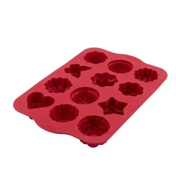 SİLİCOLİFE 12'Lİ KARMA KEK KALIBI Kırmızı