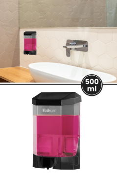 Duvara Monte Siyah Sıvı Sabunluk F032S, Mutfak Banyo Duş Şampuan Dezenfektan Sabun Dispanseri 500 ml