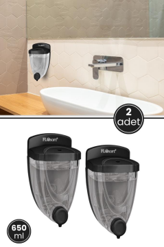 2 Adet Duvara Monte Sıvı Sabunluk F011S, Mutfak Banyo Duş Şampuan Dezenfektan Sabun Dispanseri Siyah
