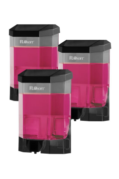 3 Adet Duvara Monte Siyah Sıvı Sabunluk F032S, Banyo Duş Şampuan Dezenfektan Sabun Dispanseri 500 ml