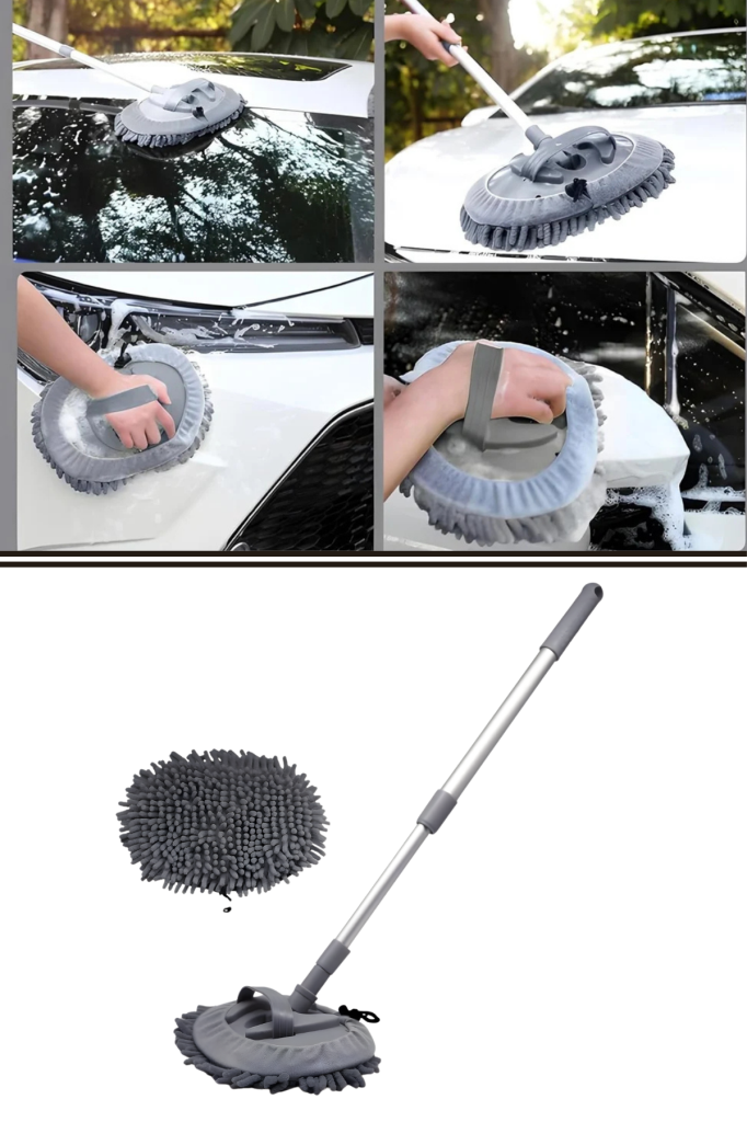 Flora F276 Mikrofiber Araç Temizleme Mop Seti - 104 cm Oto Teleskopik Sap + 26 cm Oval Mop Başlık