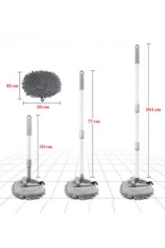 Flora F276 Mikrofiber Araç Temizleme Mop Seti - 104 cm Oto Teleskopik Sap + 26 cm Oval Mop Başlık