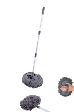 Flora F276 Mikrofiber Araç Temizleme Mop Seti - 104 cm Oto Teleskopik Sap + 26 cm Oval Mop Başlık