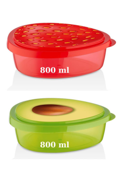 Flosoft Meyve Desenli Saklama Kabı, Kahvaltılık Kuruyemiş Kurabiye Börek Saklama Kutusu 2 ADET 800ml