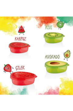 Flosoft Meyve Desenli Saklama Kabı, Kahvaltılık Kuruyemiş Kurabiye Börek Saklama Kutusu 2 ADET 800ml