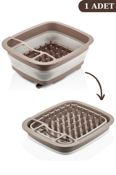 Flosoft Katlanabilir Bulaşıklık & Badya, Akordiyon Kaşıklık Bölmeli Tabaklık Kurutmalık Badya 1 ADET Yeşil