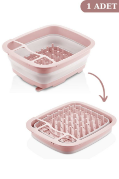 Flosoft Katlanabilir Bulaşıklık & Badya, Akordiyon Kaşıklık Bölmeli Tabaklık Kurutmalık Badya 1 ADET Yeşil