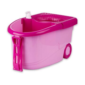 FLORA TRENDY TEKERLEKLİ ÇEKMELİ TEMİZLİK SETİ F369 Pembe