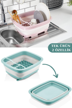 Flosoft Katlanabilir Bulaşıklık & Badya, Akordiyon Kaşıklık Bölmeli Tabaklık Kurutmalık Badya 1 ADET Yeşil