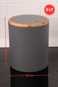 Bambu Desenli Modern 5'li Banyo Seti Çizgili Gri