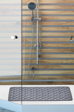 Vantuzlu Banyo ve Duş Kaydırmazı Dikdörtgen, Duşakabin Küvet İçi Kaydırmaz Vantuzlu Banyo Paspası Füme