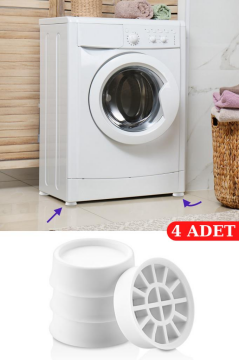 4 Adet Vantuzlu Titreşim Önleyici, Çamaşır Bulaşık Makinesi Buzdolabı Eşya Yükseltici Ayak 4’lü Set Beyaz