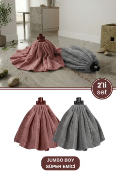 2 Adet Süper Emici Jumbo Boy Mikrofiber Havlu Mop, Tüm Yüzeylerle Uyumlu Yedek Mop Başlığı 2’li Set