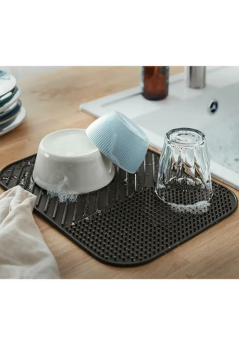 Kaydırmaz Silikon Bulaşık Matı, Çok Amaçlı Kurutmalık Lavabo Buzluk Halısı 36x28cm
