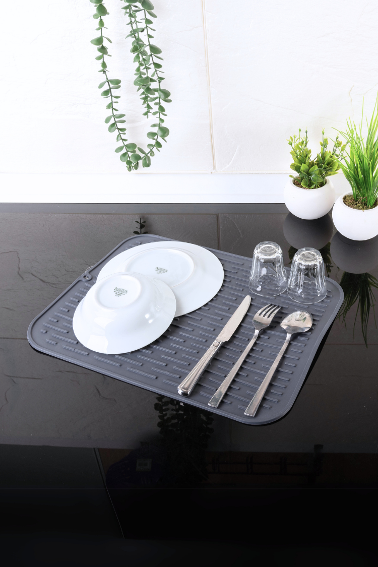 Büyük Boy Çok Amaçlı Bulaşık Matı, Kaydırmaz Silikon Kurutmalık Lavabo Buzluk Halısı 40x32cm