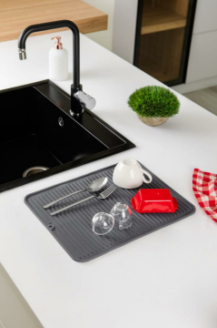 2’li Musluk Lavabo Matı Seti, Büyük Boy Çok Amaçlı Kurutmalık ve Bulaşık Süngeri Matı 2’li Set