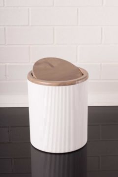 Lüks Mermer Desenli Çizgili Banyo Seti - 5’li Banyo Set Beyaz