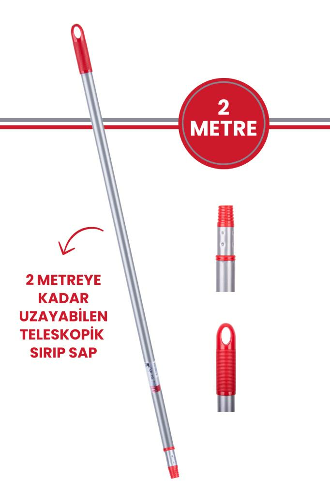 Flora Teleskopik Uzatmalı Metal Sırık Sap 2 Metre Yeni Tasarım