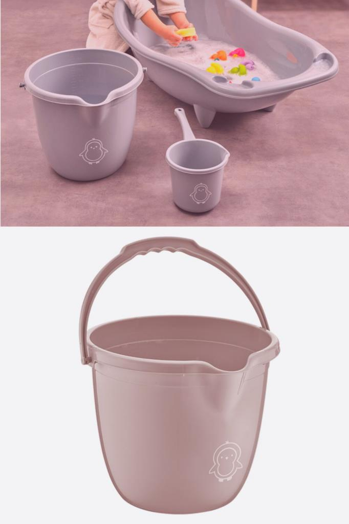 Flosoft Bebek Banyo Kovası, Saplı Oluklu Çok Amaçlı Kova 13 litre Pembe