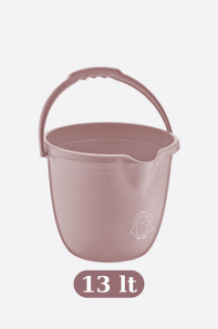 Flosoft Bebek Banyo Kovası, Saplı Oluklu Çok Amaçlı Kova 13 litre Pembe
