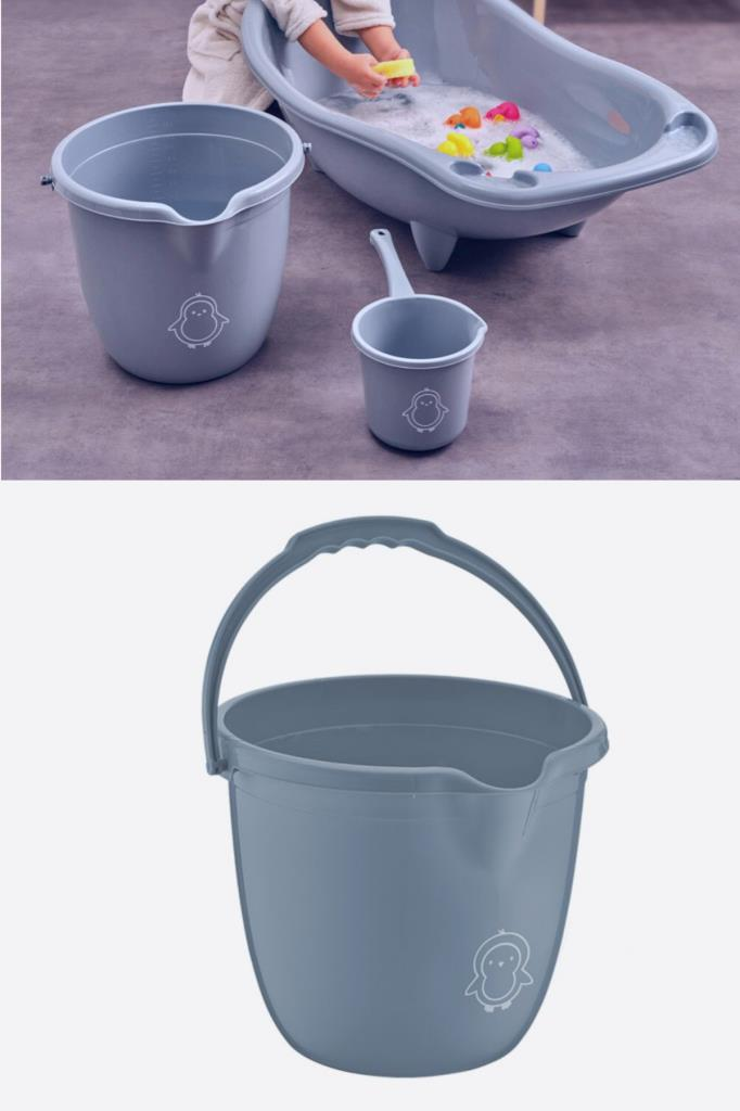 Flosoft Bebek Banyo Kovası, Saplı Oluklu Çok Amaçlı Kova 13 litre Mavi