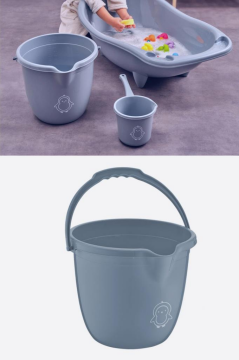 Flosoft Bebek Banyo Kovası, Saplı Oluklu Çok Amaçlı Kova 13 litre Mavi