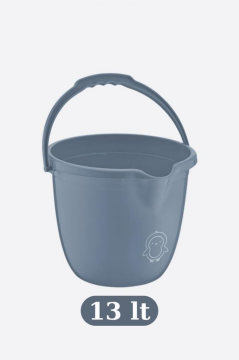 Flosoft Bebek Banyo Kovası, Saplı Oluklu Çok Amaçlı Kova 13 litre Mavi