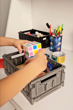 2 Adet Küçük Katlanır Kasa, Ofis Ev Mutfak Banyo Oyuncak Çok Amaçlı Saklama Sepeti (17x21x11cm)