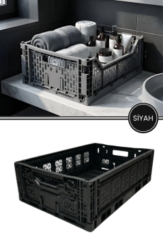 1 Adet Büyük Katlanır Kasa, Ofis Ev Mutfak Banyo Oyuncak Çok Amaçlı Saklama Sepeti (30x40x15cm)