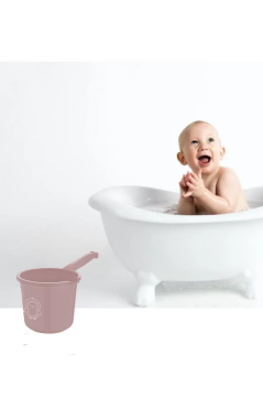 Flosoft Bebek Banyo Maşrapası, Uzun Saplı Oluklu Çok Amaçlı Maşrapa 1,5 litre Pembe