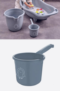 Flosoft Bebek Banyo Maşrapası, Uzun Saplı Oluklu Çok Amaçlı Maşrapa 1,5 litre Mavi