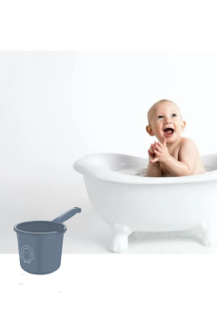 Flosoft Bebek Banyo Maşrapası, Uzun Saplı Oluklu Çok Amaçlı Maşrapa 1,5 litre Mavi