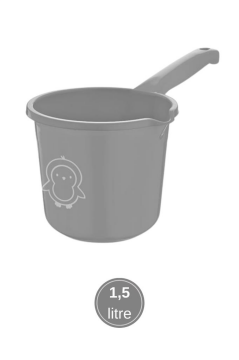 Flosoft Bebek Banyo Maşrapası, Uzun Saplı Oluklu Çok Amaçlı Maşrapa 1,5 litre Gri
