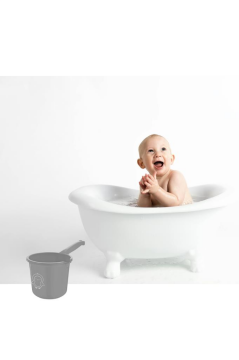 Flosoft Bebek Banyo Maşrapası, Uzun Saplı Oluklu Çok Amaçlı Maşrapa 1,5 litre Gri