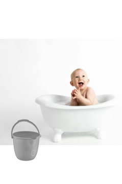 Flosoft Bebek Banyo Kovası, Saplı Oluklu Çok Amaçlı Kova 13 litre Gri