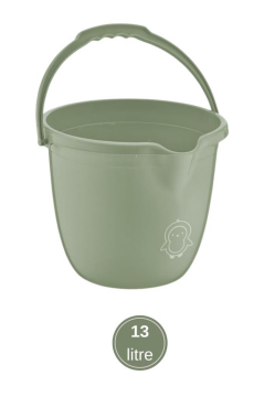 Flosoft Bebek Banyo Kovası, Saplı Oluklu Çok Amaçlı Kova 13 litre Yeşil