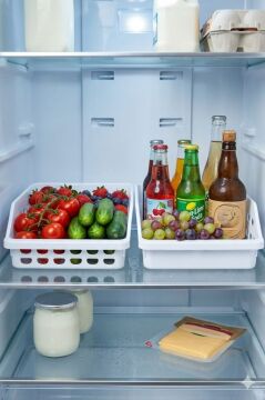 2 Adet Geniş Buzdolabı Düzenleyici, Mutfak Banyo Meyve Gıda Dolap İçi Organizer Sepet (25x30x10cm)