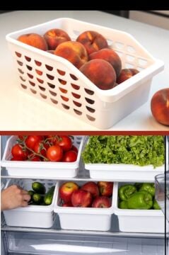 3 Adet Büyük Buzdolabı Düzenleyici, Mutfak Banyo Meyve Gıda Dolap İçi Organizer Sepet (25x30x13cm)